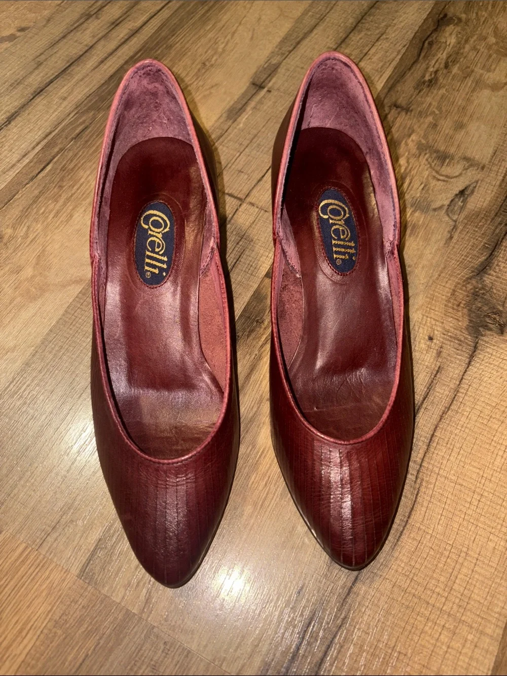 Vintage Corelli Women's Leather Burgundy Pointed-Toe Pumps